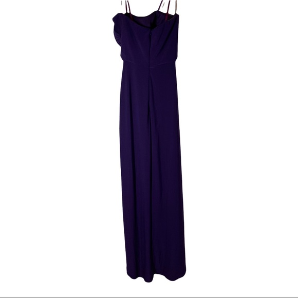 La Femme - 28204 Strapless Jersey Sheath Dress Gown With Slit Purple Sz 2 NWOT - Picture 5 of 10
